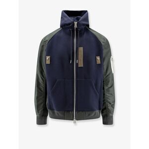 Sacai Men Cotton Blend Sweatshirt With Nylon Sleeves